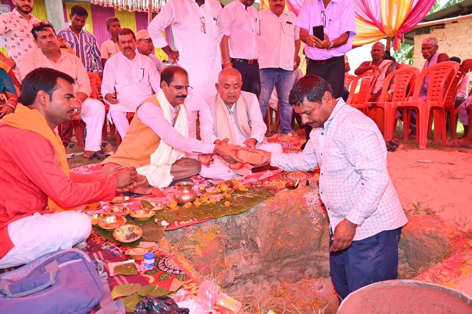 Foundation stone laying ceremony for the construction of Shree Primary School in Rajdevi Municipality-4, Rautahat
